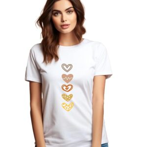 JEDFER Pure Cotton, Half Sleeve T-Shirt, Heart Printed Design, Round Neck T-Shirts for Women's & Girl's