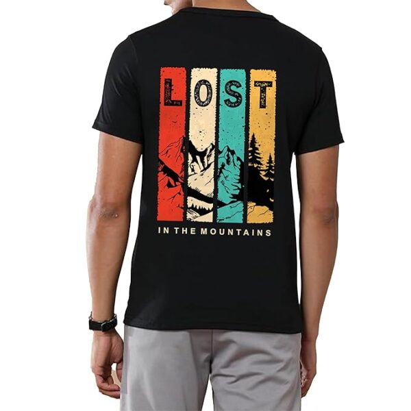 JEDFER Pure Cotton Printed Half Sleeve T-Shirts, Lost in The Mountains Printed Design, Round Neck T-Shirts for Men's & Boy's - Image 3