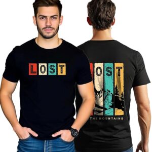 JEDFER Pure Cotton Printed Half Sleeve T-Shirts, Lost in The Mountains Printed Design, Round Neck T-Shirts for Men's & Boy's