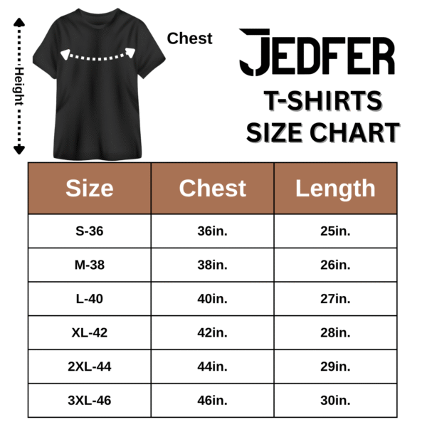 JEDFER Men's 100% Pure Cotton, Half Sleeve, Branded Original Printed Design, Round Neck, Black T-Shirt - Image 7