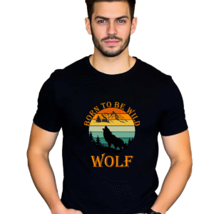 JEDFER 100% Cotton Half Sleeve T-Shirt, Wolf Printed Design, Round Neck T-Shirts for Men's & Boy's