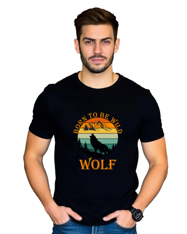 JEDFER 100% Cotton Half Sleeve T-Shirt, Wolf Printed Design, Round Neck T-Shirts for Men's & Boy's