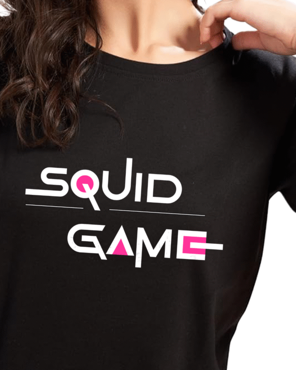JEDFER 100% Pure Cotton Half Sleeve T-Shirt, Squid Game Printed Design, Round Neck T-Shirts for Women's & Girl's - Image 2